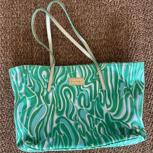 Sac Fourre-tout Lilly Pulitzer, Motif Floral, Toile Beige Et Couleurs, Grande Taille, état Correct